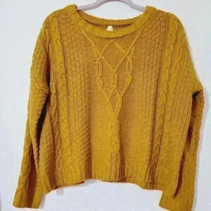 Mudd Oversized Cropped Cable Knit Sweater Y2K Size M beautiful orange FA…